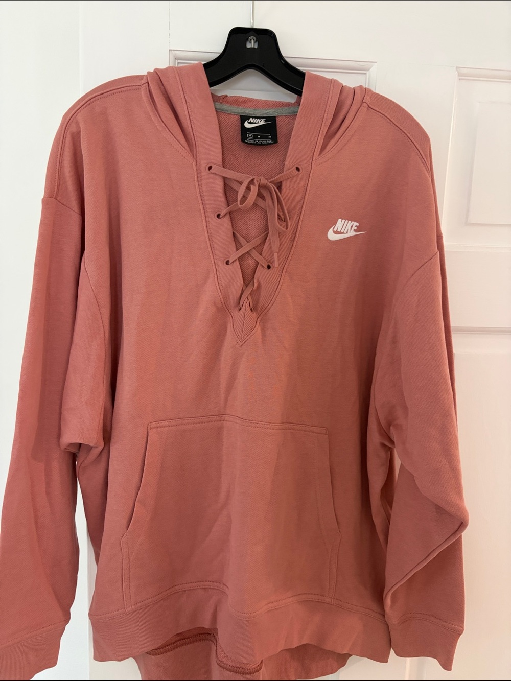 Nike Women’s Lace-Up Crewneck Sweatshirt — Dusty Rose